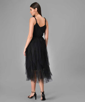 TANDUL  Women Layered Black Dress
