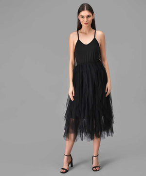 TANDUL  Women Layered Black Dress