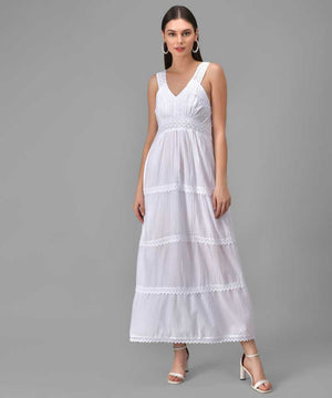 TANDUL  Women Fit and Flare White Dress