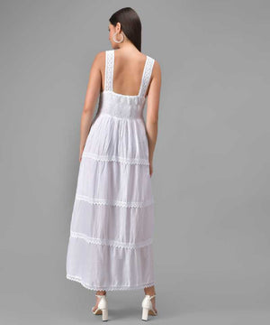 TANDUL  Women Fit and Flare White Dress