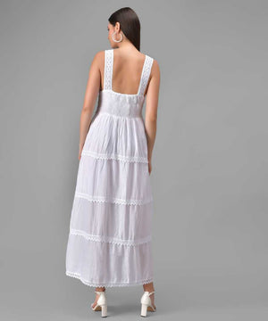 Women Fit and Flare White Dress