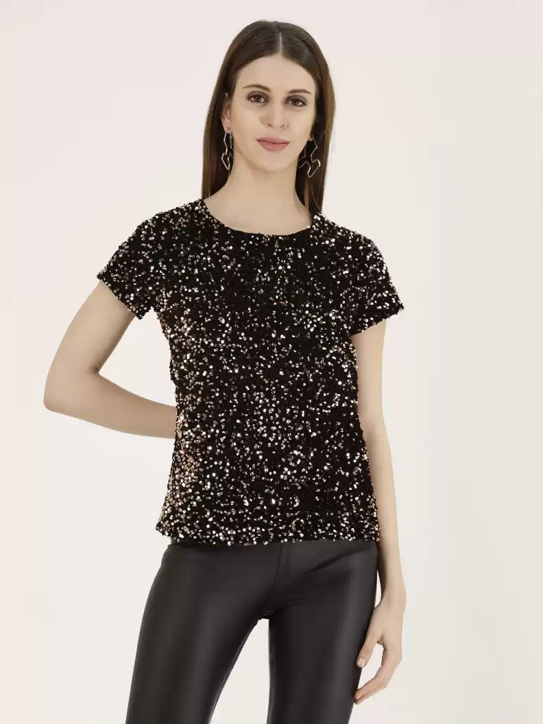 TANDUL  Casual Regular Sleeves Embellished Women Multicolor Top