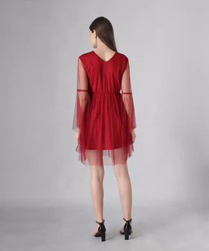 Women Fit and Flare Maroon Dress