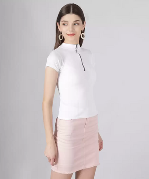 Casual Regular Sleeves Solid Women White Top