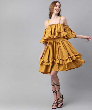 TANDUL  Women Fit and Flare Yellow Dress