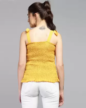 Casual Solid Women Yellow Top