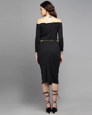 Women Two Piece Dress Black Dress