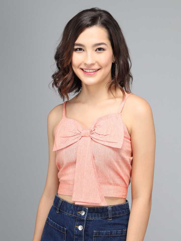Casual Shoulder Straps Solid Women Pink Top