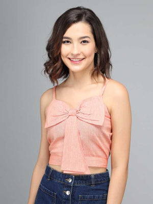 Casual Shoulder Straps Solid Women Pink Top