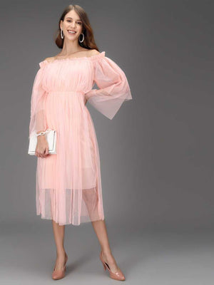 Women Fit and Flare Pink Dress