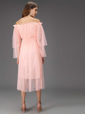 Women Fit and Flare Pink Dress