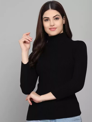 TANDUL  Casual Regular Sleeves Solid Women Black Top