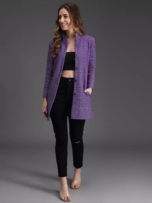 TANDUL  Woven Collared Neck Casual Women Multicolor Sweater