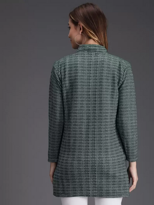 TANDUL  Printed Collared Neck Casual Women Green Sweater