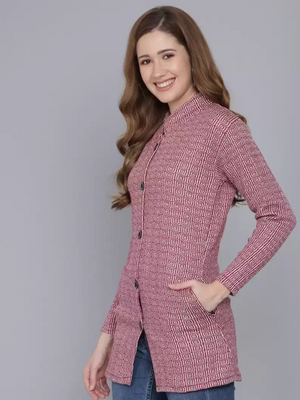 TANDUL  Woven Collared Neck Casual Women Multicolor Sweater