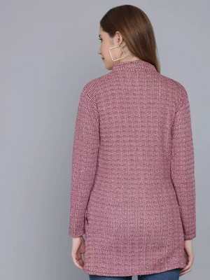 TANDUL  Woven Collared Neck Casual Women Multicolor Sweater