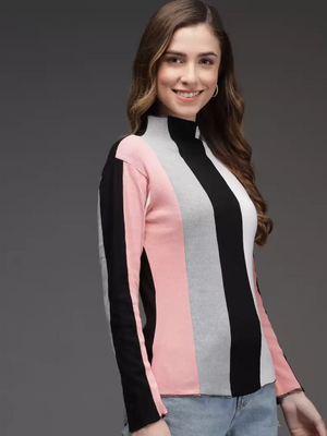 TANDUL  Casual Regular Sleeves Color Block Women Multicolor Top