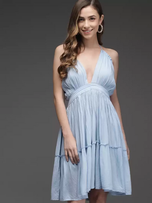 TANDUL  Women Fit and Flare Light Blue Dress
