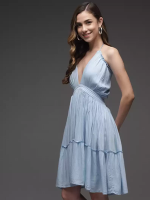TANDUL  Women Fit and Flare Light Blue Dress