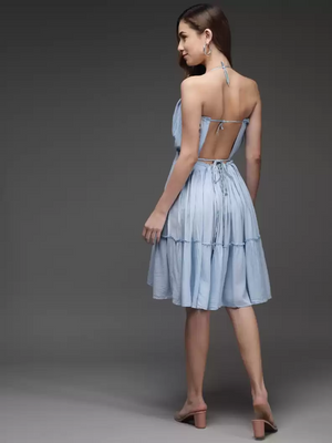 TANDUL  Women Fit and Flare Light Blue Dress