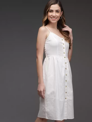 TANDUL  Women Fit and Flare White Dress