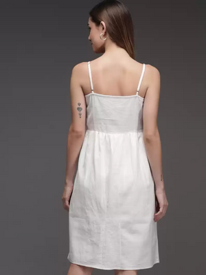 TANDUL  Women Fit and Flare White Dress