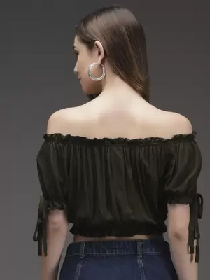 Casual Solid Women Green Top