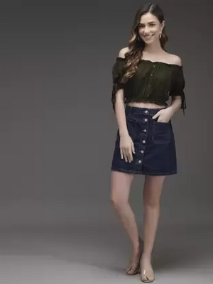 Casual Solid Women Green Top