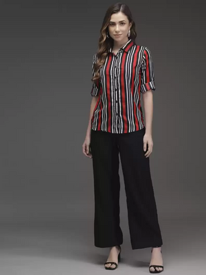 TANDUL  Women Regular Fit Striped Button Down Collar Casual Shirt