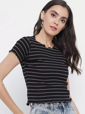 TANDUL  Casual Regular Sleeves Striped Women Multicolor Top