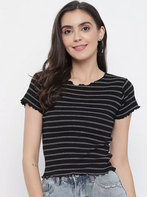 TANDUL  Casual Regular Sleeves Striped Women Multicolor Top