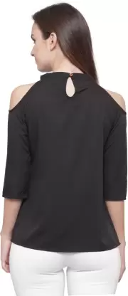 Casual Solid Women Black Top