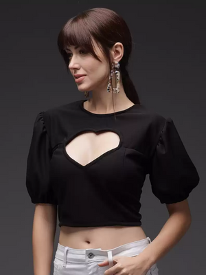 TANDUL  Casual Regular Sleeves Solid Women Black Top