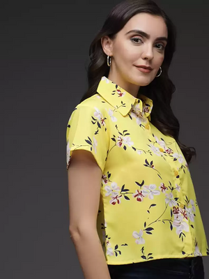 TANDUL  Women Regular Fit Printed Button Down Collar Formal Shirt
