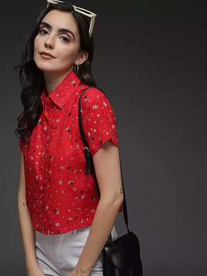TANDUL  Women Regular Fit Printed Button Down Collar Formal Shirt