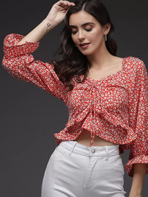TANDUL  Casual Regular Sleeves Printed Women Multicolor Top