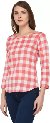 Casual Checkered Women Multicolor Top