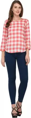 Casual Checkered Women Multicolor Top