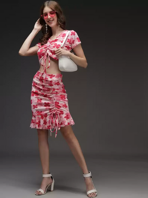 TANDUL  Women Two Piece Dress Pink Dress