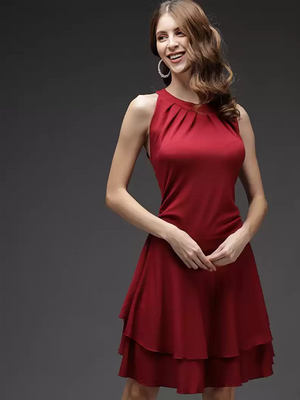 TANDUL  Women Fit and Flare Maroon Dress