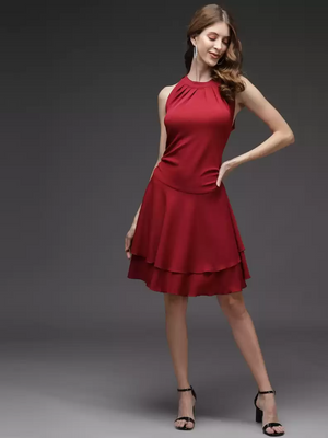 TANDUL  Women Fit and Flare Maroon Dress
