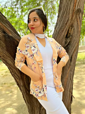 TANDUL  Women Jacket Style 3/4th Sleeve Multicolor Shrug