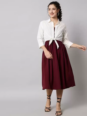 TANDUL  Women Fit and Flare Maroon Dress