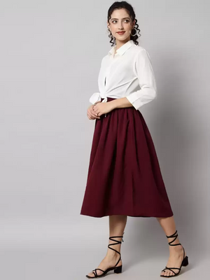TANDUL  Women Fit and Flare Maroon Dress