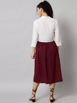 TANDUL  Women Fit and Flare Maroon Dress