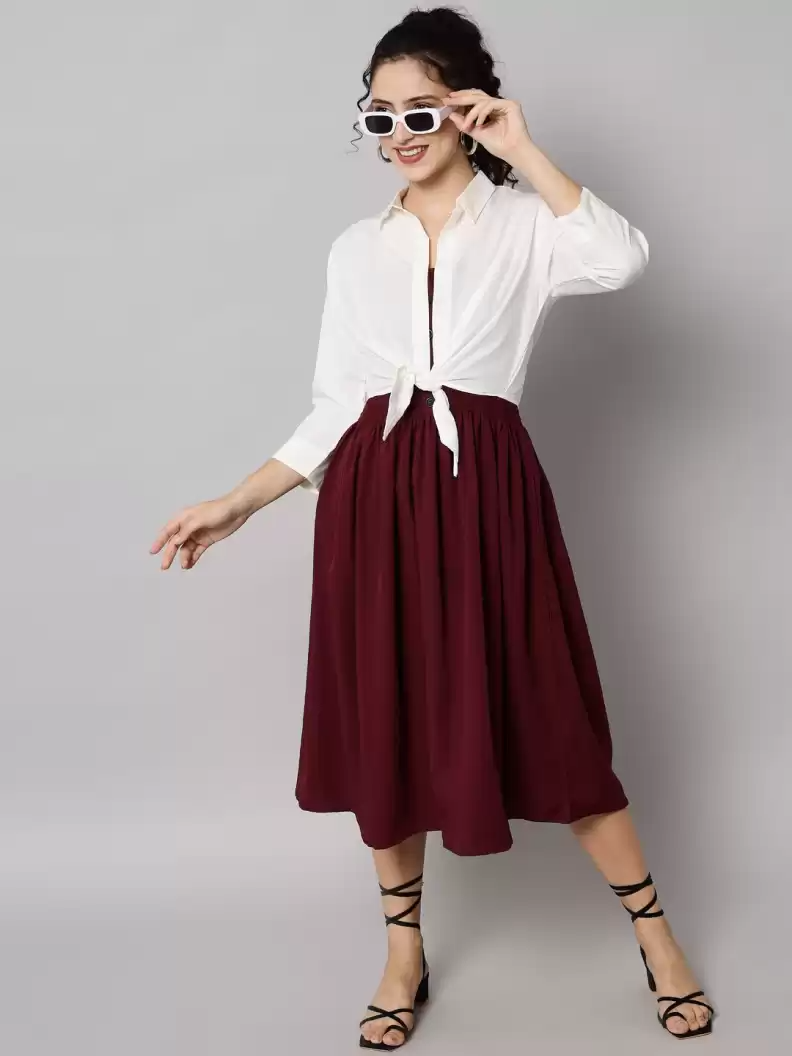 TANDUL  Women Fit and Flare Maroon Dress