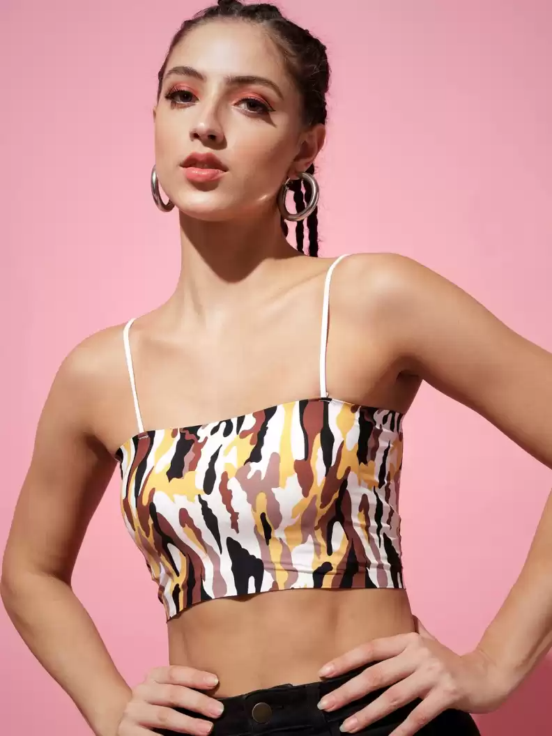 TANDUL  Casual Noodle Straps Printed Women Multicolor Top