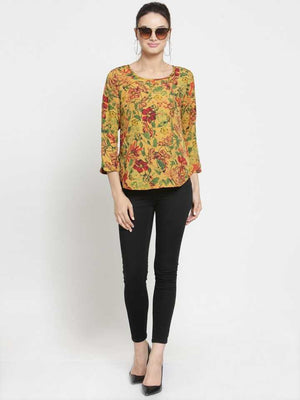 Casual Regular Sleeves Printed Women Multicolor Top