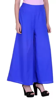 Flared Women Blue Trousers