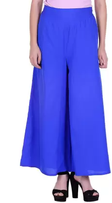Flared Women Blue Trousers